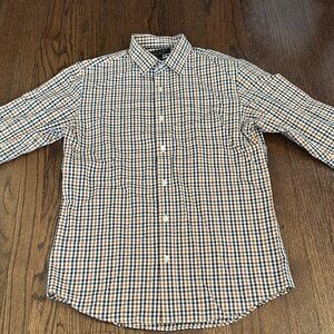 Banana Republic Stripe Non Iron Slim Fit Mens Plaid Button Down Dress Work Shirt